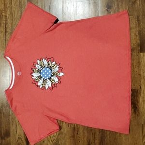 Womens Celebrate! patriotic country flower print tshirt size 3XL
